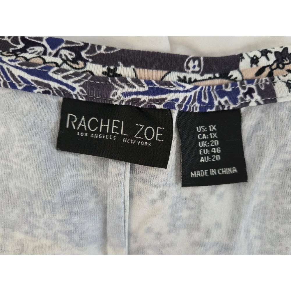Rachel Zoe Blue Patchwork Dress Flowy Stretch A Line Boho V Neck Womens Size 1X - Picture 3 of 8